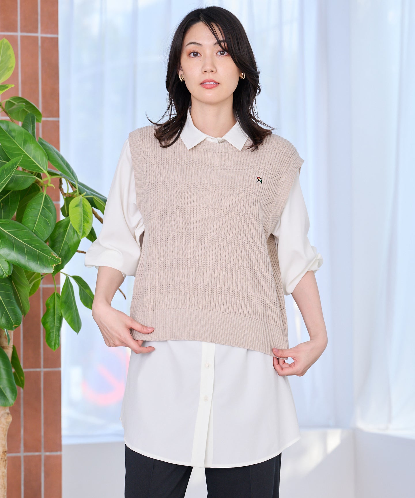 Arnold Palmer ニットベスト + シャツチュニック レイヤードセット